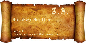 Betskey Meliton névjegykártya